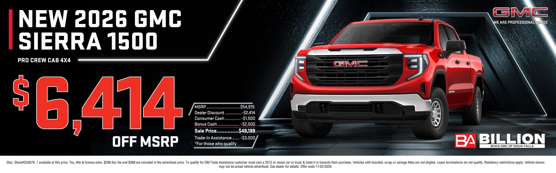 NEW 2026 GMC SIERRA 1500 PRO CREW CAB